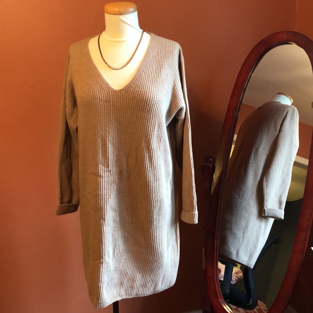 Cozy Madewell tan sweater dress